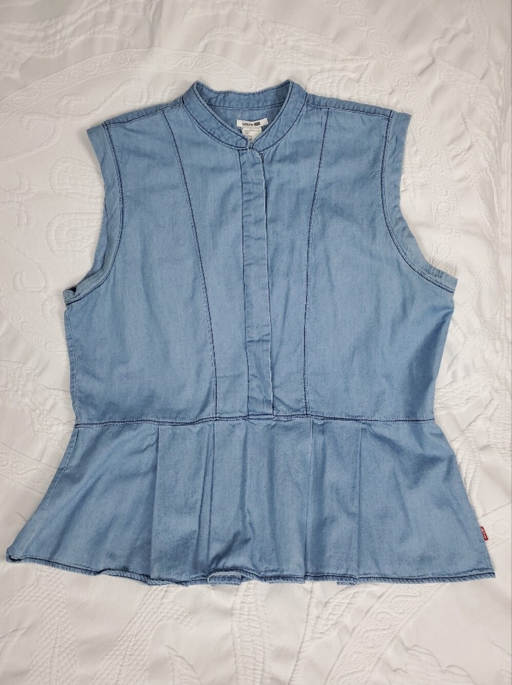 Levi's Light Blue Sleeveless Denim Peplum Top